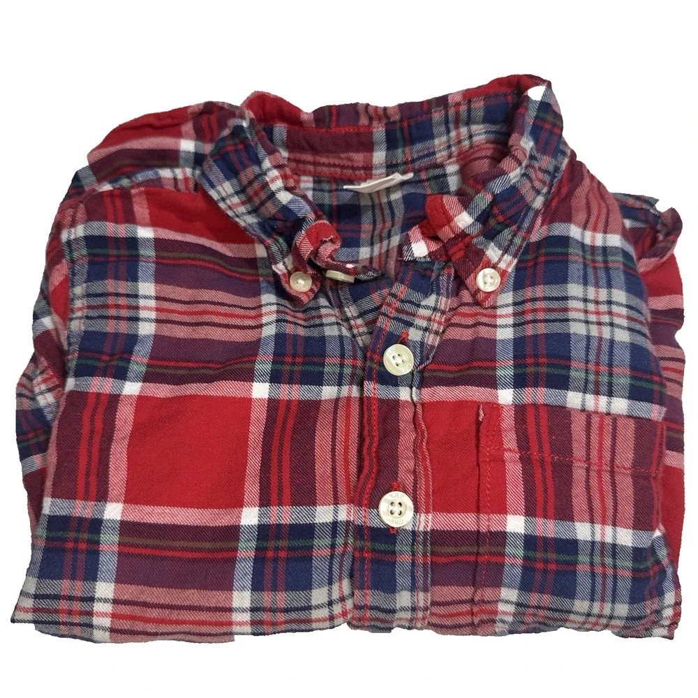 Baby Gap Red Plaid Flannel Button-Down Long-Sleeve Shirt 4T Soft, Warm, Cozy